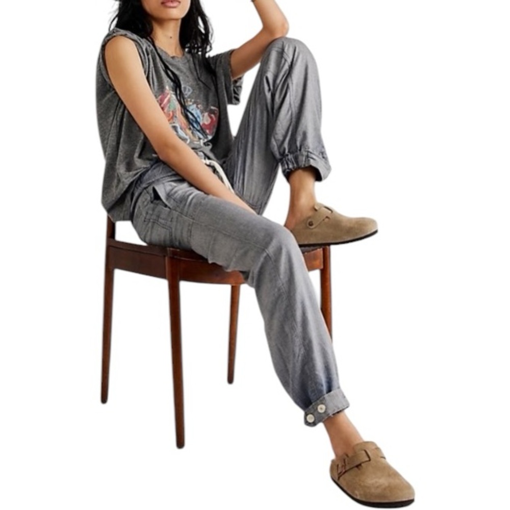We The Free x Free People Angelo Denim Pull-On Relaxed Straight Cargo Jeans | L